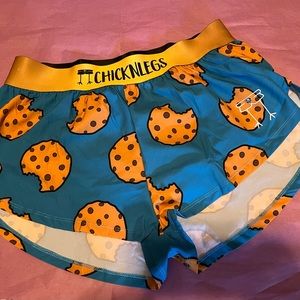 Chicknlegs Women's Chocolate Chip Cookies 1.5" Split Shorts